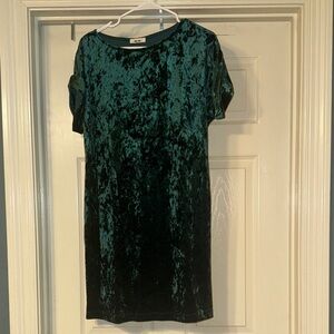 First Love Green Crushed Velvet Dress